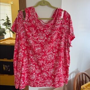Floral Bright Red Women's Top